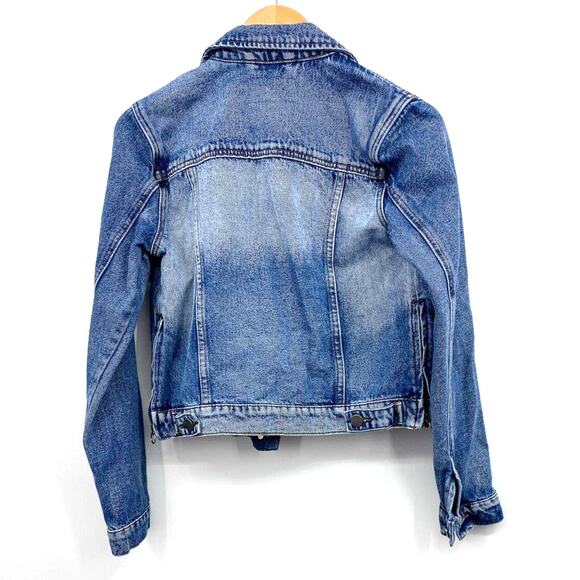 William Rast Womens Jean Jacket Blue Buttons Pockets Collared Cotton Juniors M - Picture 6 of 6
